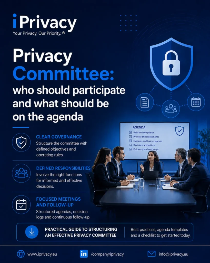 Privacy committee with DPO, legal, HR, IT, marketing and management defining a GDPR governance agenda